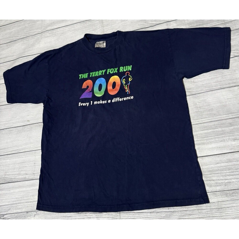 Vintage Terry Fox Run 2001 Graphic T Shirt Every 1 Makes A Difference Size XL